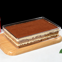 Boîte à tiramisu rectangulaire en PS de qualité supérieure, épaisseur 2 mm, transparente comme du cristal, 2200 ml, extra large, de qualité alimentaire, pour mousse, dessert, pâtisserie, avec couvercle