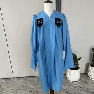 Vestido de Coro Clásico Premium Azul Cielo, Túnica Litúrgica Transpirable con Emblema para Actuaciones de Coro <span class=keywords><strong>JJ</strong></span> GRADGOWN - Product Image 1