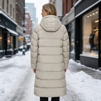 Veste longue matelassée décontractée pour femme, printemps-hiver, isolante, respirante, coupe-vent, à capuche zippée, unie, pour l'extérieur