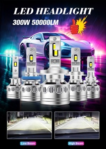 Fari <span class=keywords><strong>LED</strong></span> Super Luminosi F3S Pro ad Alta Luminosità 300W 50000LM con Fascio Alto e Basso, <span class=keywords><strong>Lampadine</strong></span> <span class=keywords><strong>LED</strong></span> <span class=keywords><strong>H7</strong></span> e H4 - Product Image 6