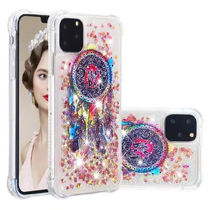 Caixa clara com glitter líquido para apple iphone 11, proteção transparente e com glitter