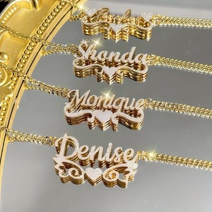 Collier pendentif personnalisé en acier inoxydable plaqué or, double couche, cœur mat, gravure de nom, tendance mode TD, cadeau - Product Image 3