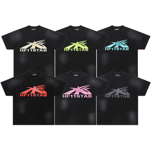 Hell Unisex impreso lavado 100% algodón Jersey Top estrella manga corta Camiseta cuello redondo ajuste suelto para atuendo al por mayor - Product Image 1