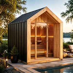Sauna Exterior Personalizada de Madera de Cedro Rojo con Calefacción Infrarroja de 6000W para Uso Familiar y Hotelero - Product Image 2