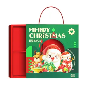 Factory Direct Sales 4 Holes Christmas Gift Paper Box Paper Dessert Cookies Chocolate Cupcake Bakery Cake Box With Window