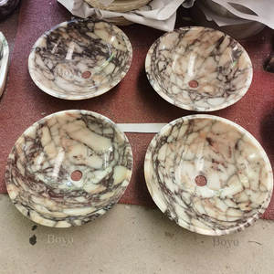 Lavabo de Baño de Piedra Natural Ecológica Moderna Personalizable, Calacatta Viola con Desagüe, Lavabos de Mármol para Hoteles de Lujo - Product Image 2