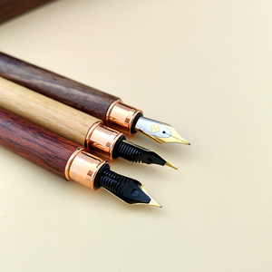 Eco Original pluma estilográfica de madera de lujo de acero inoxidable sólido de oro rosa Kits de pluma de arce cebra nogal OEM pluma estilográfica de madera - Product Image 3