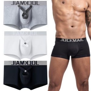 Para <span class=keywords><strong>JOCKMAIL</strong></span>, ropa interior deportiva para hombre, Calzoncillos Bóxer ajustados de tiro bajo transpirables, pantalones cortos de algodón grueso en la cintura, talla grande - Product Image 1