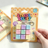 Hot Sale Creative Fashion Macaron Color Mechanical Keyboard Button Stress Relief Toy Keycap Keychain Light Flash Promotion Gift