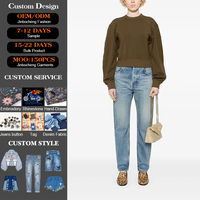 Jeans Boyfriend Classique à Taille Moyenne Respirant avec Logo Personnalisé, Vêtements de Rue Sexy pour Femmes, Denim 100% Coton pour Femmes
