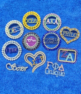 Apoye su Gamma Phi Delta AKA OES PHILO J16 Sorority Pearl Rhinestone Scholarship Broche Pin - Product Image 3