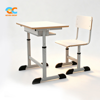 Mesa y Silla de Estudio para Estudiantes, Duraderas, de Fábrica Verificada, Altura Ajustable, Metal Blanco, Muebles Modernos para Aula Escolar