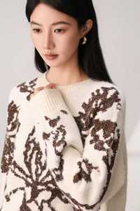 Maglione Casual da Donna con Collo Tondo, Tinta Unita, Vestibilità Regolare, Anti-Pilling, in Misto Lana, Lunghezza <span class=keywords><strong>Sopra</strong></span> il Ginocchio, per Tutte le Stagioni - Product Image 2