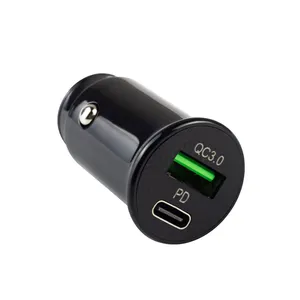 Wholesale Factory Metallic Material PD QC 5V3A 9V2A 36W 38W 18W Single Double USB Type C Port Fast Mobile Phone Car Charger