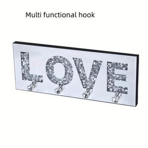 DILU Cristal Amour Mur Porte-clés Étincelant Diamant Miroir Clé Mur Cadeau 4-Crochet Entrée Déco MAISON Lettré Diamant Décorations - Product Image 2