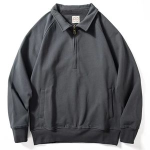 Otoño Ocio Pullover 1/4 Zip Fly Sudadera con cuello de solapa Mezcla de polialgodón Diseño liso a granel - Product Image 1