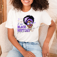 Sıcak satış demir Afro kız Transfer baskı ben siyah tarih ısı basın DTF Film transferi için T-shirt