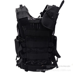 Gilet tactique personnalisé en polyester noir respirant, multifonctionnel, avec fermeture éclair de protection pour le terrain, pour l'extérieur - Product Image 3