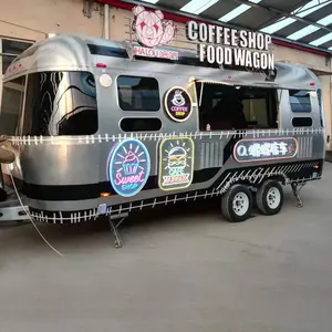 Trailer Makanan Baja Tahan Karat Airstream Dilengkapi Standar AS Truk Es Krim Bensin dengan Sistem Air untuk Dijual Di AS
