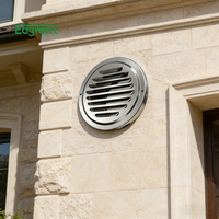 Grille d'aération murale ronde moderne en acier inoxydable SS304, étanche à la pluie, avec capot à persiennes résistant aux intempéries pour la maison