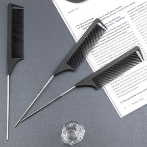 Peine de cola de rata de fibra de carbono con punta de metal de pasador largo seguro para el calor más vendido a la venta - Product Image 5