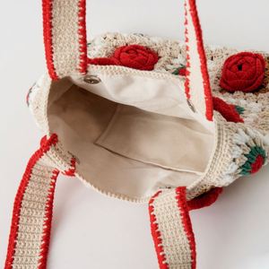 Handmade Crocheted Shoulderbag for Women Camellia Series Grandmother <b>Bag</b> Double-deck Fashionable <b>Accessory</b> Handbag - Product Image 4
