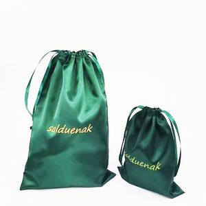 Sac en satin à cordon coulissant avec logo personnalisé, sacs en satin pour perruques, sacs de rangement pour cheveux naturels tissés, sac cadeau en satin - Product Image 6