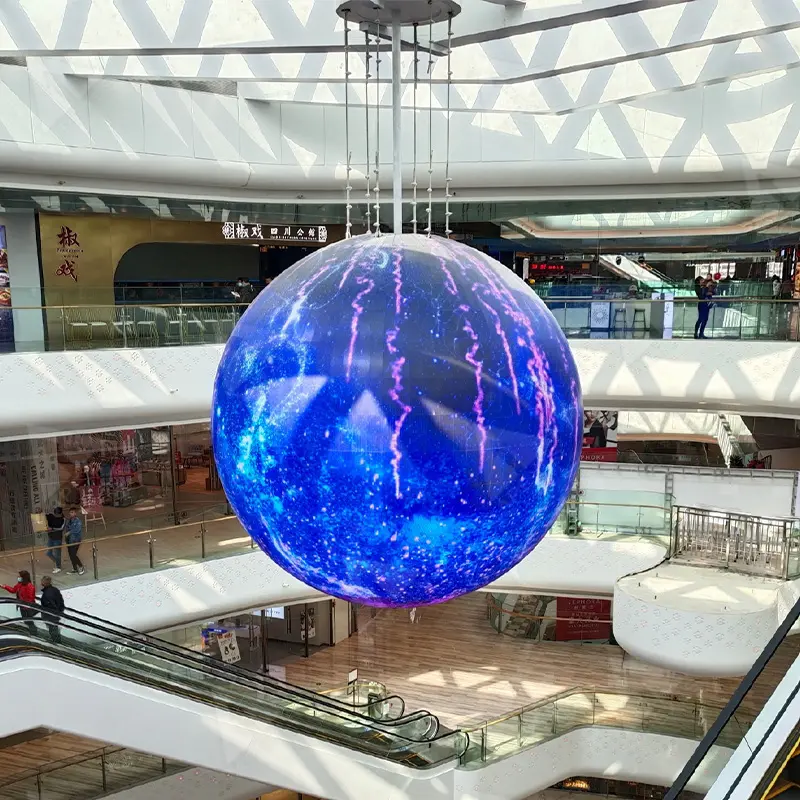 Tela de exibição de esfera LED de vídeo em forma de bola esférica flexível de 360 graus para planetários