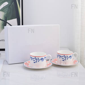 Wholesale Ceramic Coffee <b>Cup</b> Gift Set Porcelain <b>Cup</b> and <b>Saucer</b> Set for Family Party - Product Image 4