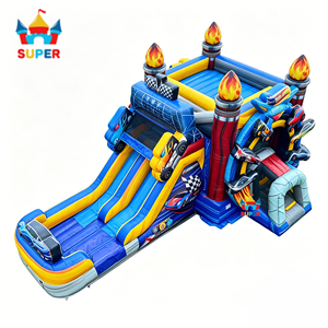 Structure gonflable Hot Wheels Garage avec toboggan, combo double piste, utilisation humide/sèche, pour location commerciale ou événements festifs - Product Image 2