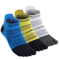 Coolmax Chaussettes à cinq orteils Chaussettes à cinq doigts Chaussettes de course athlétiques No Show Crew 4 paires