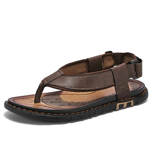 Nouvelles sandales décontractées pour hommes 2026 en similicuir mat avec fermeture auto-agrippante, chaussures à enfiler à semelle robuste pour usage quotidien - Product Image 5