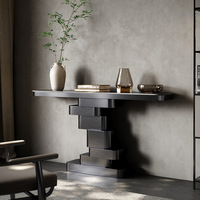 Console d'entrée de couloir moderne et luxueuse en or avec plateau en marbre Mobilier de salon à armature en acier inoxydable Table d'entrée en or