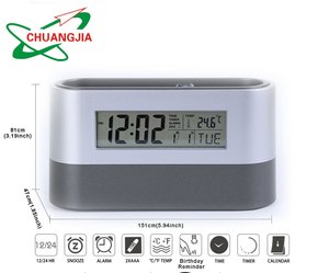 Porte-stylo multifonctionnel tendance, <span class=keywords><strong>horloge</strong></span> numérique avec réveil silencieux, calendrier de bureau et de table, minuterie, prix abordable, salle d'étude - Product Image 6
