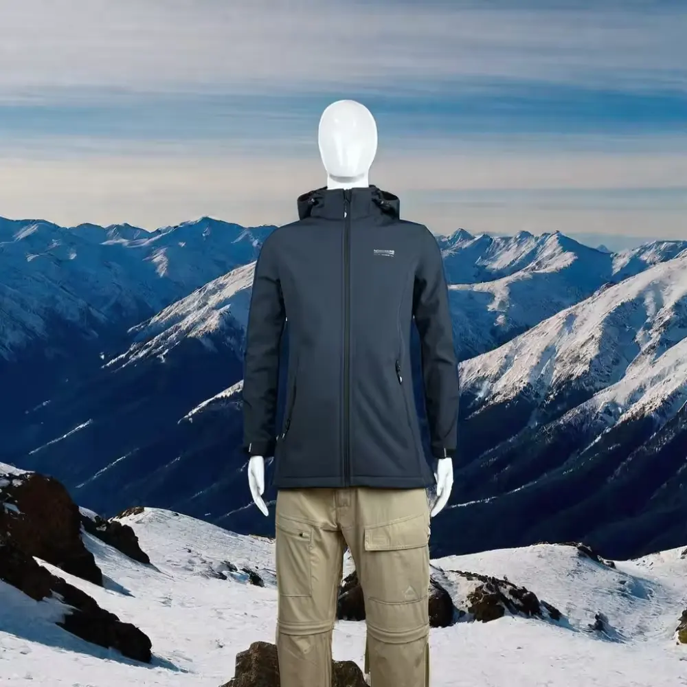 Standı yaka ve fermuar kapatma OEM hizmeti ile kış uzun uzunluk için özelleştirilebilir kapitone Softshell ceket