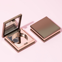 Palette de maquillage vide carrée rose doré personnalisable avec logo, pour fard à joues, correcteur et poudre, avec miroir intégré, matériel d'emballage en gros