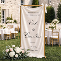 Letrero de Bienvenida de Lino Personalizado para Boda, Pancarta de Tela con Nombres y Fecha, Póster Colgante para Decoración de Ceremonia y Recepción
