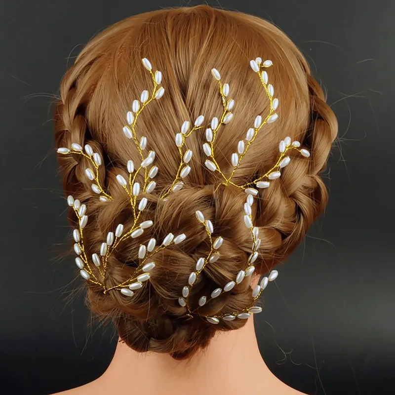 Fashion Beaded Hairpin Bridal Hair Accessories Wedding Party Pearl Hair Stick Jewelry Headdress Women Girls Hair Pins Clips