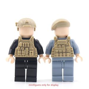 MOC équipé armée <span class=keywords><strong>militaire</strong></span> arme Pack blocs de construction sac de sable WW2 soldats accessoires jouet éducatif costume casque armure jouets - Product Image 4