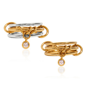 Sản phẩm đang thịnh hành <span class=keywords><strong>2025</strong></span> Mẫu mới Nhẫn nữ ba lớp Bán buôn Nhẫn kim loại không gỉ thời trang cao cấp đính kim cương nhân tạo - Product Image 5