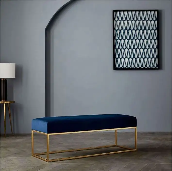 스테인레스 스틸 현대 벤치 도매 벨벳 침실 덮개를 씌운 벨벳 의자
