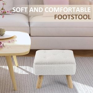 <strong>Small</strong> Storage <strong>Footstool</strong> with Heavy-Duty Teddy Velvet Cushioned Seat Strong Wooden Legs-Living Room Bedroom Sofa &amp; Porch Use - Product Image 5