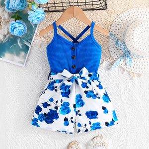 Tutina Estiva Floreale per Bambine, Jumpsuit a Costine con Stampa a Fiocco, Poliestere, Produzione Diretta dalla Fabbrica di Abbigliamento per Bambini del Guangdong, MOQ Basso - Product Image 3