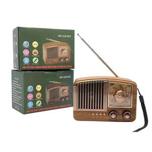 Radio Retro de 3 Bandas AM FM SW con Acabado de Madera, USB, Tarjeta TF, Decoración para el Hogar, Altavoz de Audio Portátil - Product Image 1