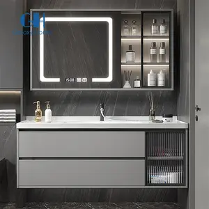 Penjualan terlaris 36 inci Vanity dengan wastafel kabinet cermin lemari mewah kamar mandi Vanities Kabinet untuk apartemen