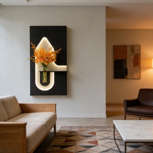 Decoración de Pared de Lujo para el Hogar, Arte en Relieve 3D, Pintura Texturizada, Escultura Geométrica Hecha a Mano, Pintura Minimalista en Piedra Arenisca, Murales LED - Product Image 3