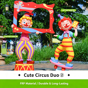 Estatua <span class=keywords><strong>de</strong></span> Payaso <span class=keywords><strong>de</strong></span> Fibra <span class=keywords><strong>de</strong></span> Vidrio Personalizada, Escultura <span class=keywords><strong>de</strong></span> Circo Pintada a Mano con Banco y Marco <span class=keywords><strong>de</strong></span> Fotos para Desfiles y Festivales - Product Image 4