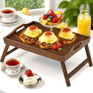 침대 테이블 소파용 접이식 다리가 있는 대나무 아침 식사 트레이 테이블 - 접이식 다리가 있는 대나무 식사 및 노트북 트레이 - Product Image 3