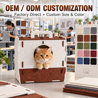 Vente en gros de maison pour chat pliable en feutre, lit portable pour animaux de compagnie, niche confortable pour chat, nid d'intérieur pour chat, OEM ODM personnalisé