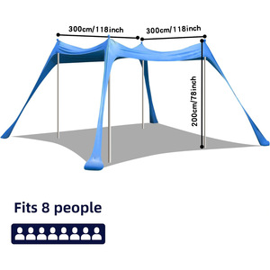 Beach Lycra <b>Canopy</b> <b>Tent</b> 3x3m Single Layer Easy Setup Sun Shelter for Camping and Picnics Outdoor Shade Protection - Product Image 5